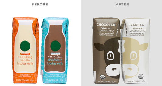 Starbucks Milk Carton Design, Old vs. New